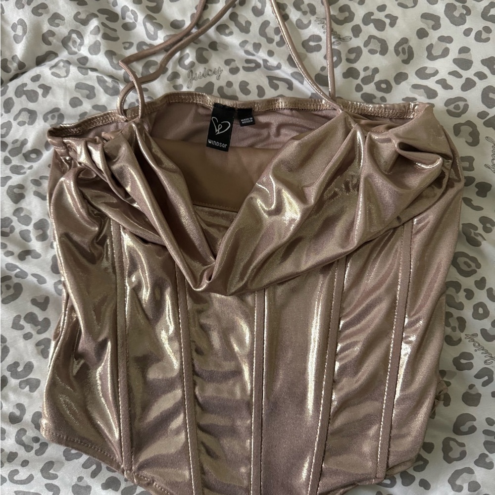 Windsor Metallic Rose Gold Crop Top
